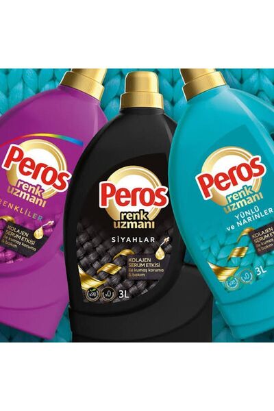 Peros Renk Uzmanı Sıvı Çamaşır Bakım Detarjanı Siyahlar - Renkliler - Bakım Yünlü Narinler 3x3l