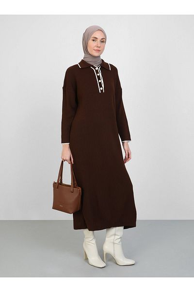 VAV Brown Shirt Collar Dress - Vav
