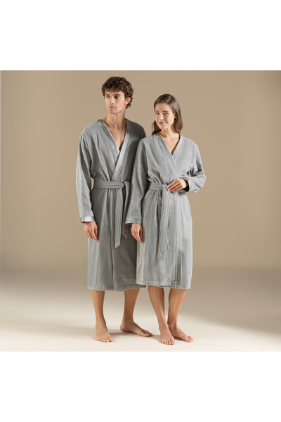 Chakra Floss Unisex Bornoz Açık Gri