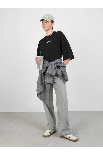 Benin Tricou de damă cu imprimeu supradimensionat - negru - Benin