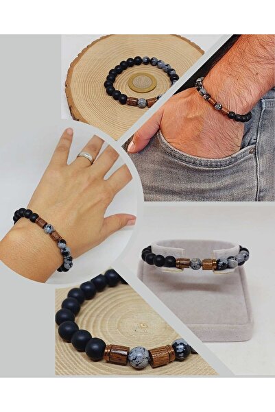 Yasamtohumu 8mm unisex narukvica od obsidijana i oniksa Sa kamenčićima havajs...