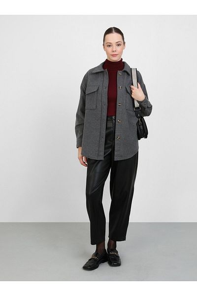 Benin Gray Oversize Stamp Jacket - Pocket Detail - Benin