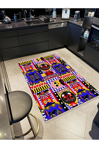 Rugs Modern Halı Asena Koleksiyonu Çok Renkli Soyut Figürler ve Kalp Desenli ...