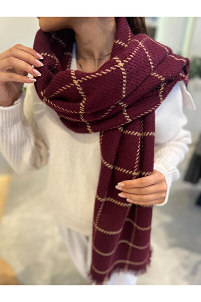 novon Λεπτομερές μακρύ κασκόλ Trend Burgundy Soft Touch με φούντα