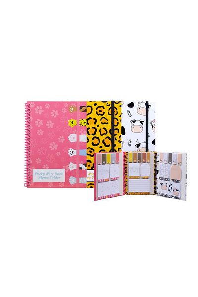 Globox Notebook Spiral Hard Cover 14X21 Postit Tire Stripes 50 Sheets