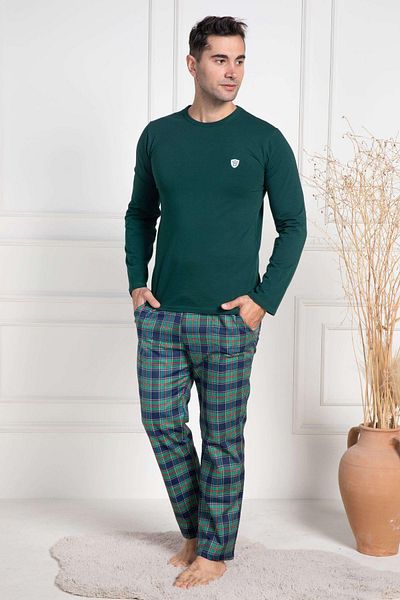 Mecit Pijama Mecit 3052 Πράσινη καρό ανδρική πιτζάμες μεγάλου μεγέθους