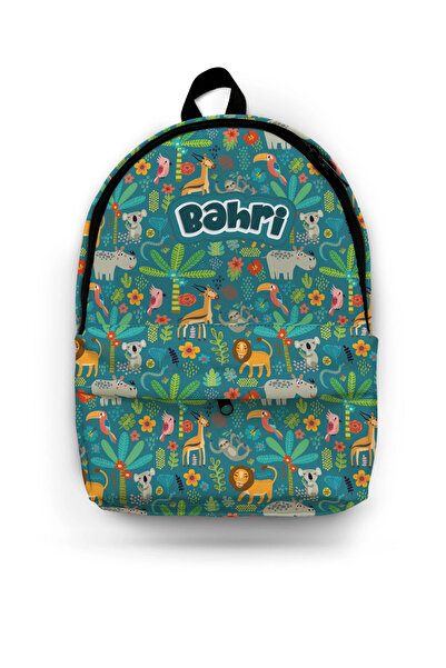 Kokopatik Kişiye Özel İsimli -Orman Desenli Okul Çantası