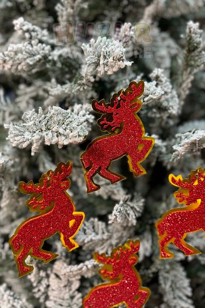 Huzur Party Store Πρωτοχρονιάτικο Red Eva Shiny Deer - 10x9 cm, 4 τεμάχια, χαρτόνι, χρυσοκίτρινο