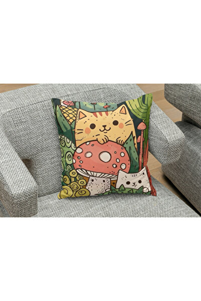owl bag mačka kvadratna kutija sa uzorkom perja i pečuraka Jastuk KUTIJA