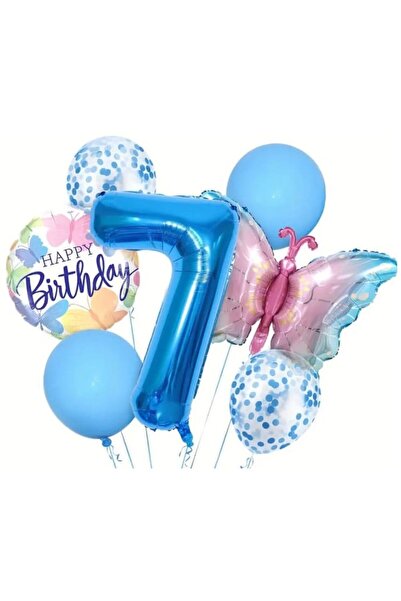 DÜVENCİ TİCARET SET DE FOIL BUTTERFLY BALON DE VÂRSTA ALBASTRĂ