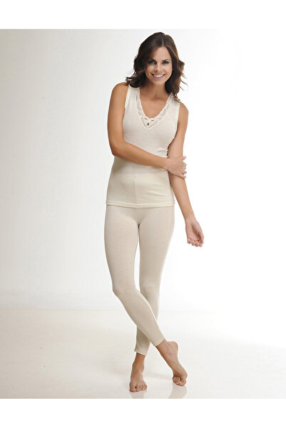 Hasyün Γυναικείο μάλλινο κολάν εκρού Lycra