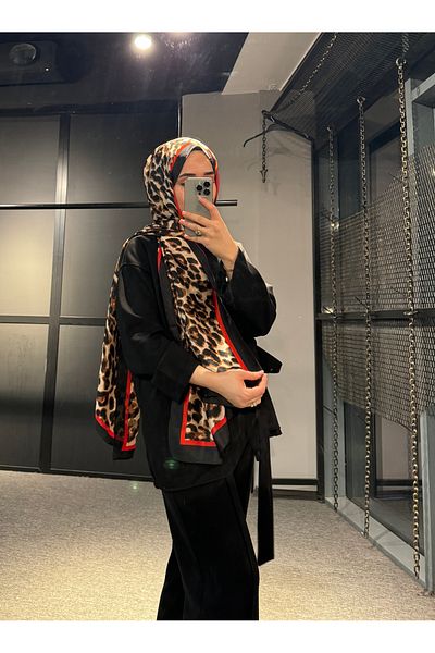BAHARİLTAS Leopard Striped Imported Voile Silk