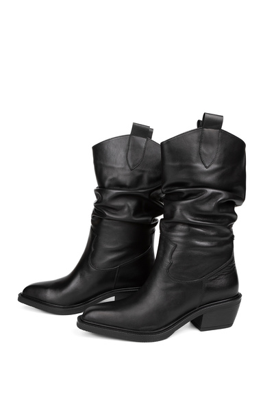 LA PASSION Kadın Hakiki Süet Bot Çizme Kovboy Siyah