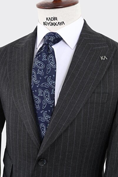 Kadir Büyükkaya Kırlangıç Yaka İki Düğmeli Erkek Takım Elbise-KAW1343W