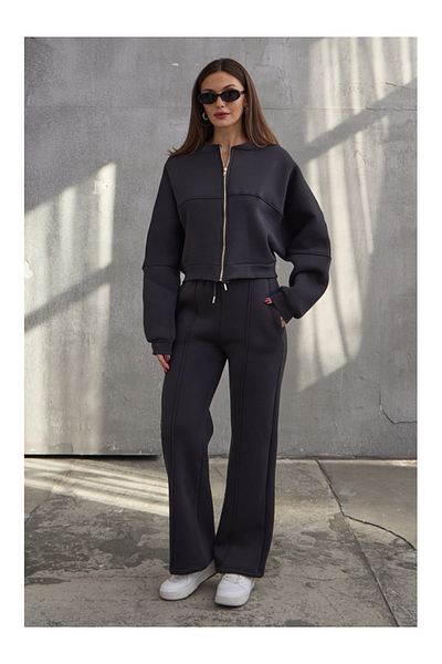 Elif Özbey Butik Set dublu cu mâneci liliac antracit
