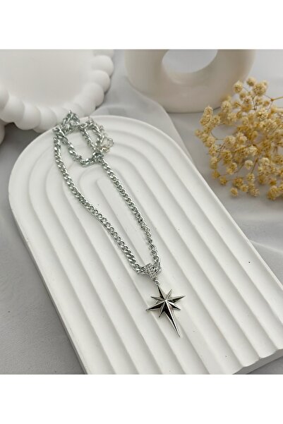Kurdele Sanat Atölyesi Kutup Yıldızı Model Çelik Zincir Kolye