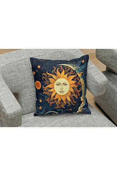 owl bag غطاء وسادة مربع بنمط فن الشمس والقمر