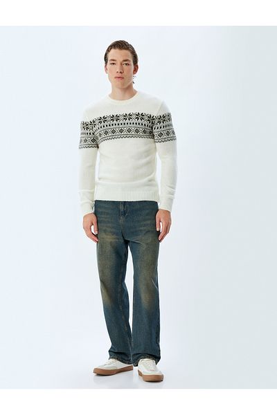 Koton Patterned Crew Neck Knitwear Sweater