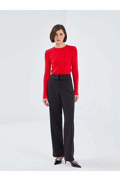 LC Waikiki   Red Crew Neck Textured Women's Knitwear Sweater