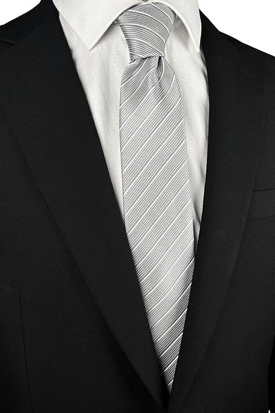 1001 Kravat Gray Striped Slim Tie Men