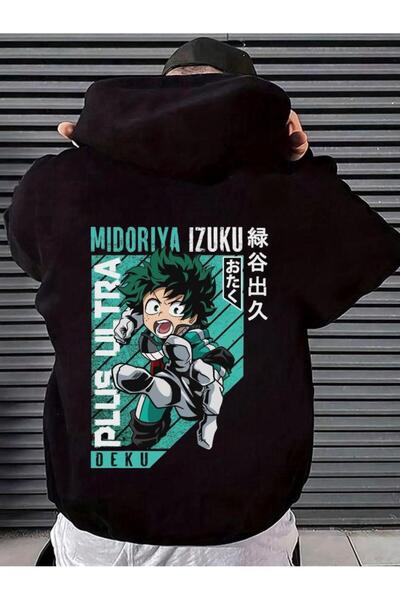 Aesthia My Hero Academia Izıku Miduriya Ön - Arka Baskılı Oversize Sweatshirt...