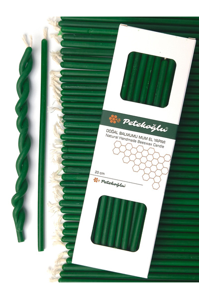 Petekoğlu (40 ADET YEŞİL) Balmumu Mum Dilek Mumu Doğal Petek Ince Uzun Parti Nişan Düğün Ritüel