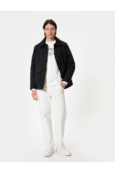 Koton Slim-Fit-Jacke mit Plüschkragen und Reißverschluss