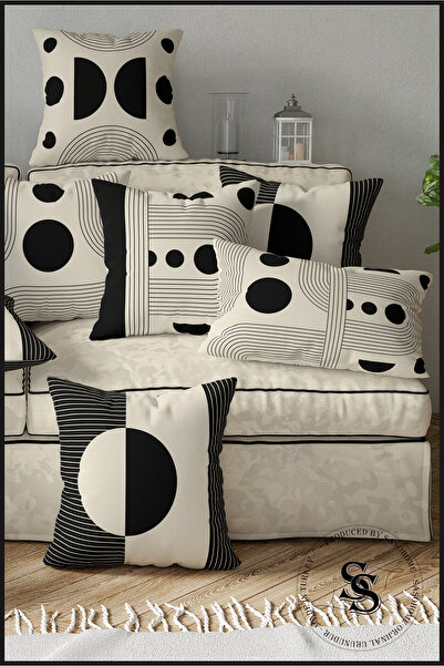 SasoHome Легкі лінії та геометричні об'єкти з візерунком з 4-х частин чохла для подушок з цифровим друком