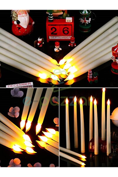 epazzar 2 Adet Alev Efektli Parti Organizasyon Christmas Konsept Süsleme Dekorasyon Pilli Şamdan Mumu Işık