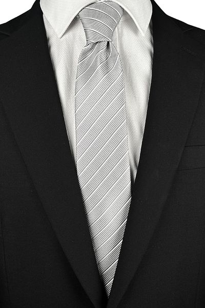 1001 Kravat Gray Striped Slim Tie Men