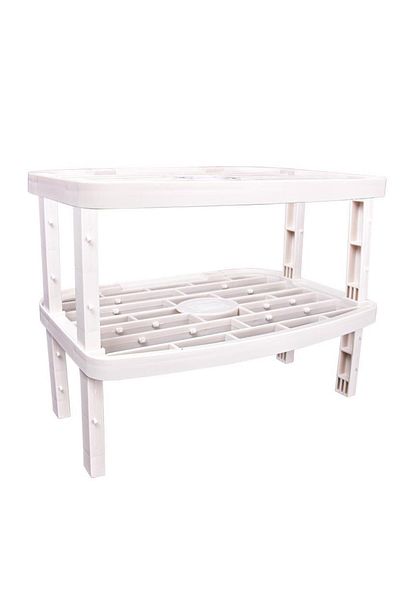 BRAVES 2-Piece White In-Cabinet Multi-Tier Shelf Plate Cup Spice Rack Bathroom Kitchen Shelf