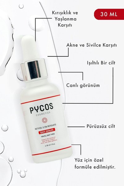 PYCOS COSMETICS Retinol 0.5% Anti-Wrinkle and Anti-Aging Skin Renewal Skin Care Serum 30 ml