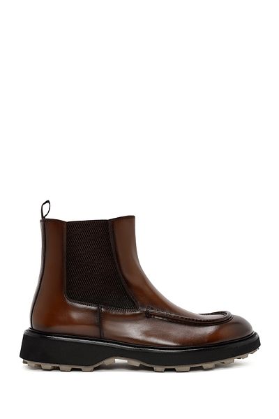 Derimod Men's Brown Leather Casual Chelsea Boots 24Wfd 720318