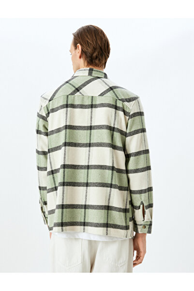Koton Μακρυμάνικο βαμβακερό μείγμα καρό πουκάμισο ξυλοκόπο με λεπτομέρεια τσέπης