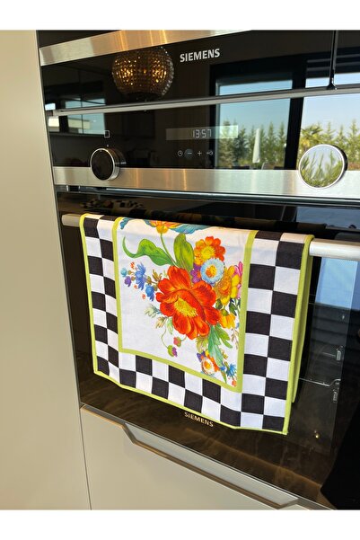 Kristes Studio Çiçekli Damalı Mikrofiber Mutfak Havlu