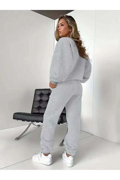 Elfa Tekstil New Year Tree Printed Crew Neck Sweatshirt Tracksuit Bottom Top Set
