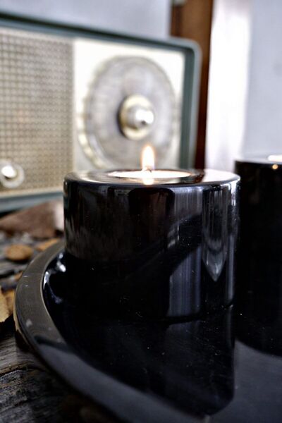 Voodo Concept Alexander Black Marble Tray 2 Pieces Candle Holders