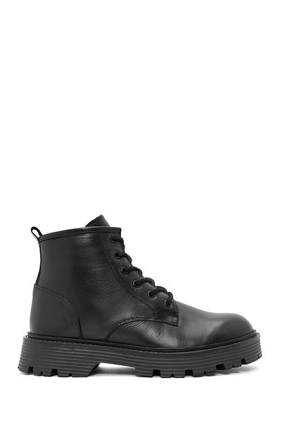 Derimod Men's Black Zippered Leather Casual Boots 24Wfd 702018