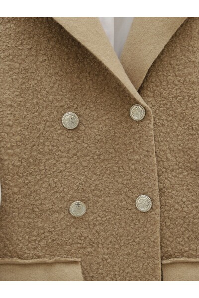 Modamorfo Boucle Vest with Double Pockets and Buttons - Mink