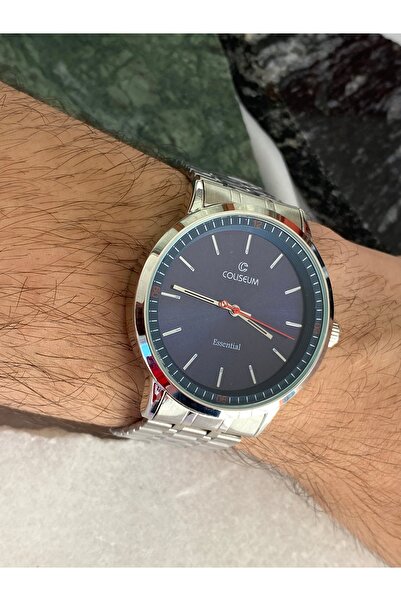 Coliseum Klasik Model Yuvarlak İçi Lacivert Gümüş Erkek Kol Saati