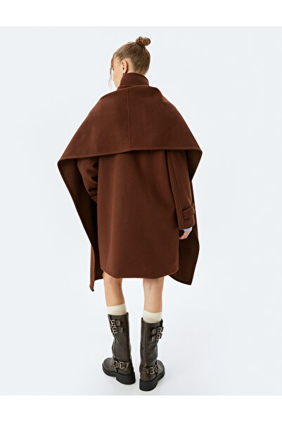 Koton Детайлно палто с яка и цип, подплатено с джобове