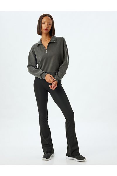 Koton Half Zipper Sports Sweatshirt Stand Collar Comfortable Fit Thick Modal Fabric