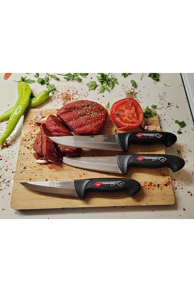 KB SOLİNGEN Slg 3mm Black 3-Piece Butcher Knife Set
