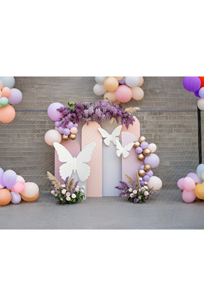 Venspor Pastel Renkli Kelebek ve Çiçek Dekorlu Stüdyo Fonu Arka Plan - 200x150cm