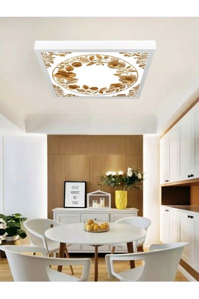Gökyüzü Panel 60X60 Gold Printed Luxury Chandelier Led Panel - 60Watt White Light