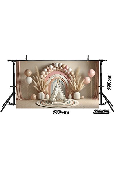 Venspor Bohem ve Pastel Renkli Çadır Bebek ve Çocuk 200x150cm Fotoğrafçılık Fonu