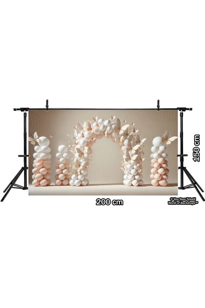 Venspor Professional Photography Backdrop with Balloon and Butterfly Theme in Pastel Tones - 200x150cm Studio Background
