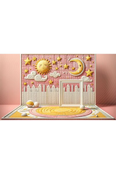 Venspor Güneş ve Ay ile Renkli Gece ve Gündüz Temalı Çocuk Odası 200x150cm St...