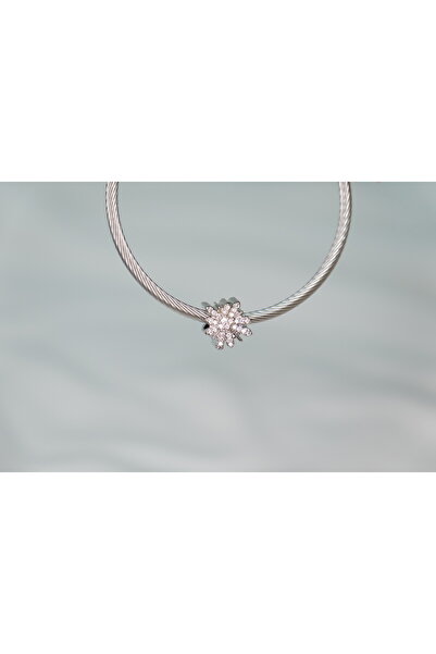 CYB STUDİO Stoned Snowflake Stainless Steel Charm