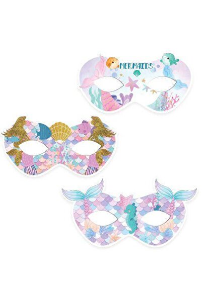Parti Dükkanım Deniz Kızı Kağıt Maske 6 Adet